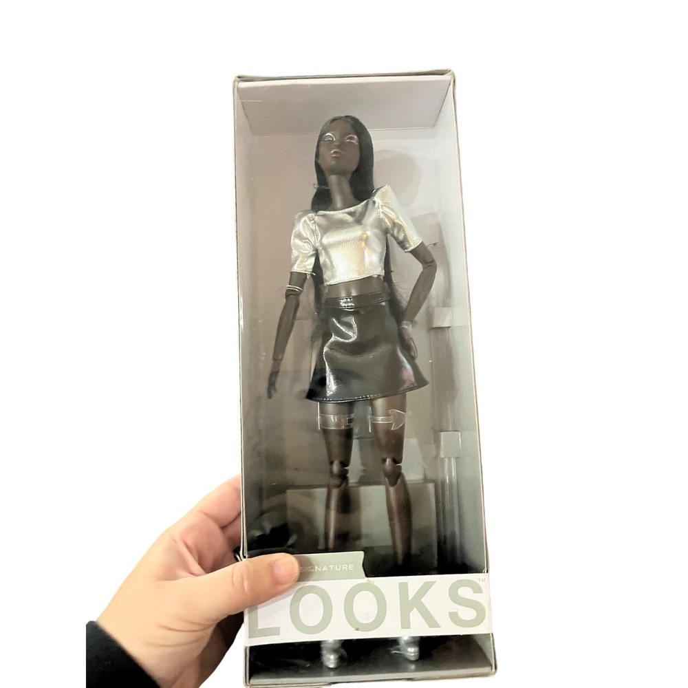 Barbie Looks Doll Silver Top Black‎ Skirt Articulated Fashion Doll New